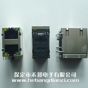 RJ45卧式(shì)双层网(wǎng)口座(zuò) 带灯(dēng)